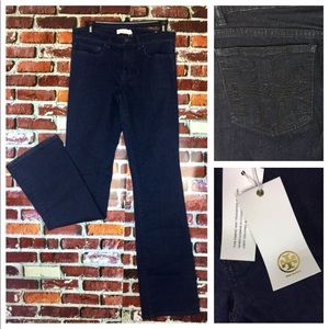 TORY BURCH CLASSIC TORY BOOT DARK BLUE JEAN WOMENS